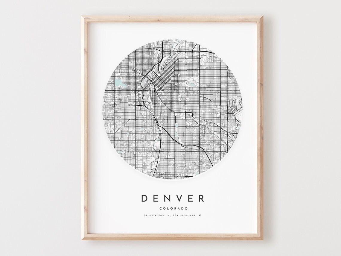 Denver Colorado Map Print City Street Art Poster