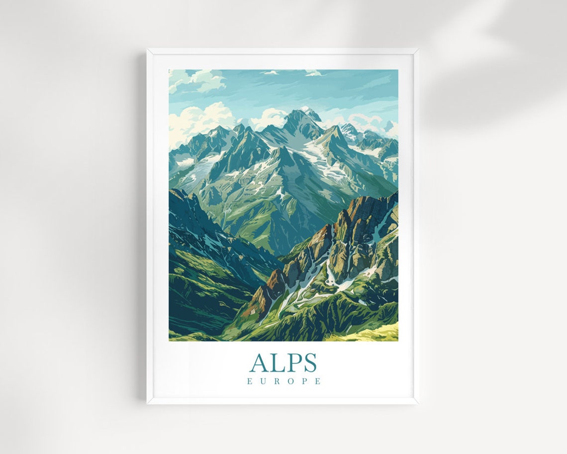 Alps Travel Print Wall Art Europe Wall Hanging Alps Home Decoration Alps Gift Art Lovers Wall Art Print Europe Alps Art Travel Poster