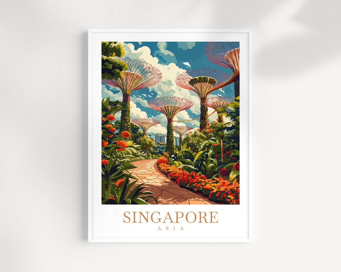 Singapore Gardens by the Bay Supertree Grove Path Travel Poster