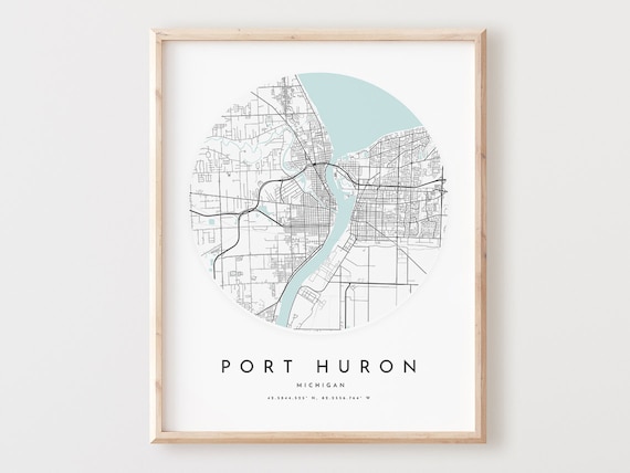 Port Huron Michigan Map Print Minimalist City Wall Art