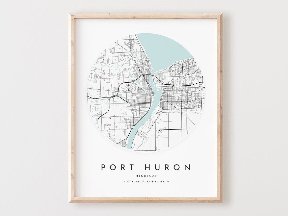 Port Huron Michigan Map Print Minimalist City Wall Art