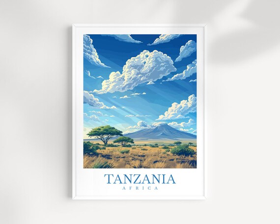 Tanzania Travel Print Wall Art Africa Wall Hanging Home Dcor Tanzania Gift Art Lovers Tanzania Art Lover Gift Wall Art Tanzania Art