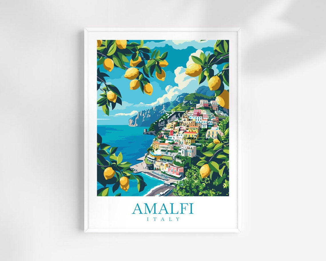 Amalfi Italy Cliffside Town Lemon Trees Coast Travel Wall Art