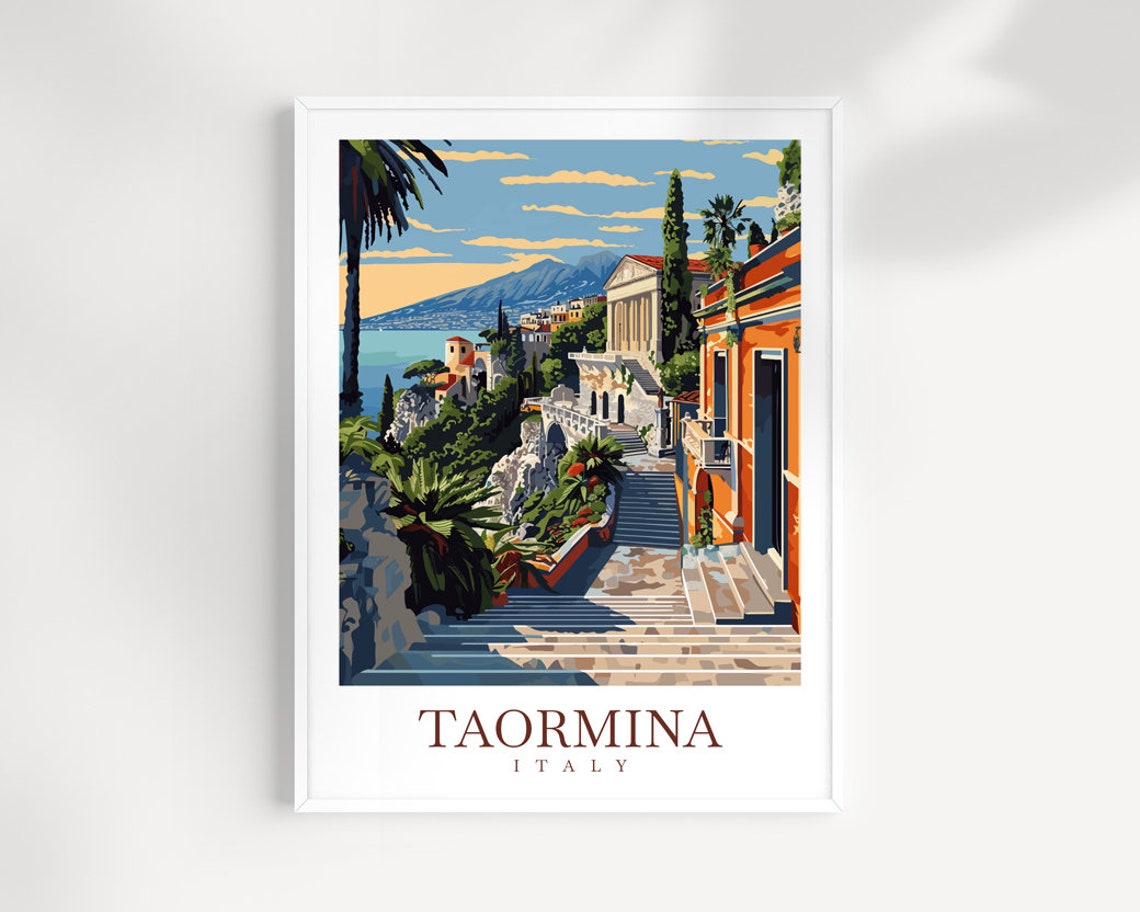 Taormina Travel Print Wall Art Italy Wall Hanging Taormina Home Decoration Taormina Gift Art Lovers Wall Art Print Taormina Italy Print Gift