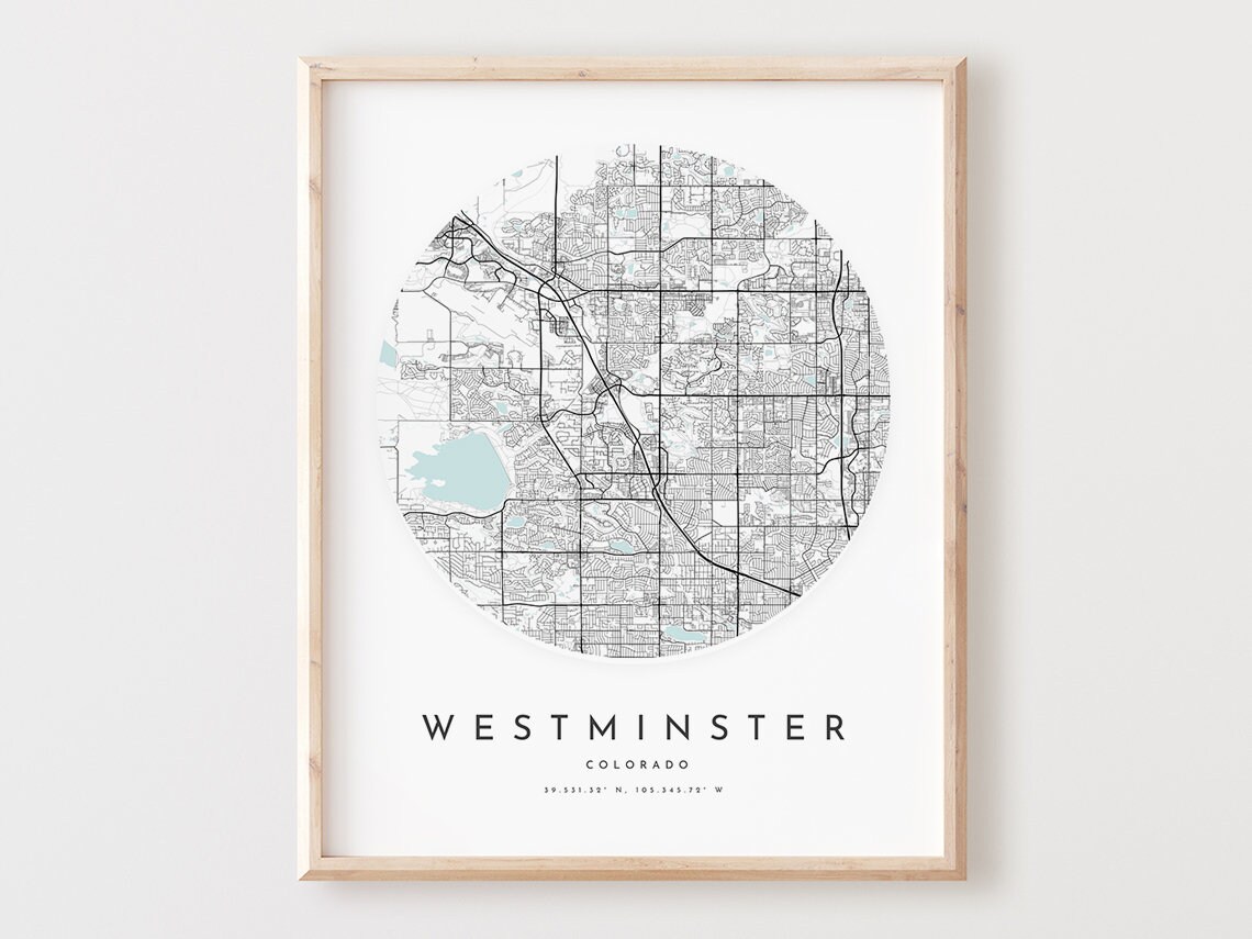 Westminster Colorado Map Print City Street Art Poster