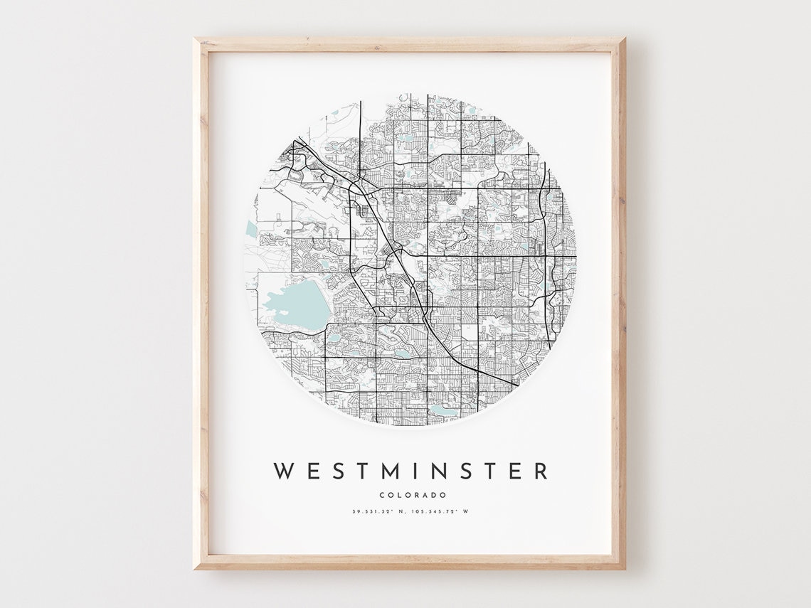 Westminster Colorado Minimalist Circular City Street Map Poster