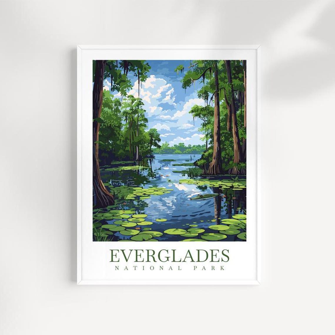 Everglades National Park Cypress Swamp Lily Pads Scenic Poster Art