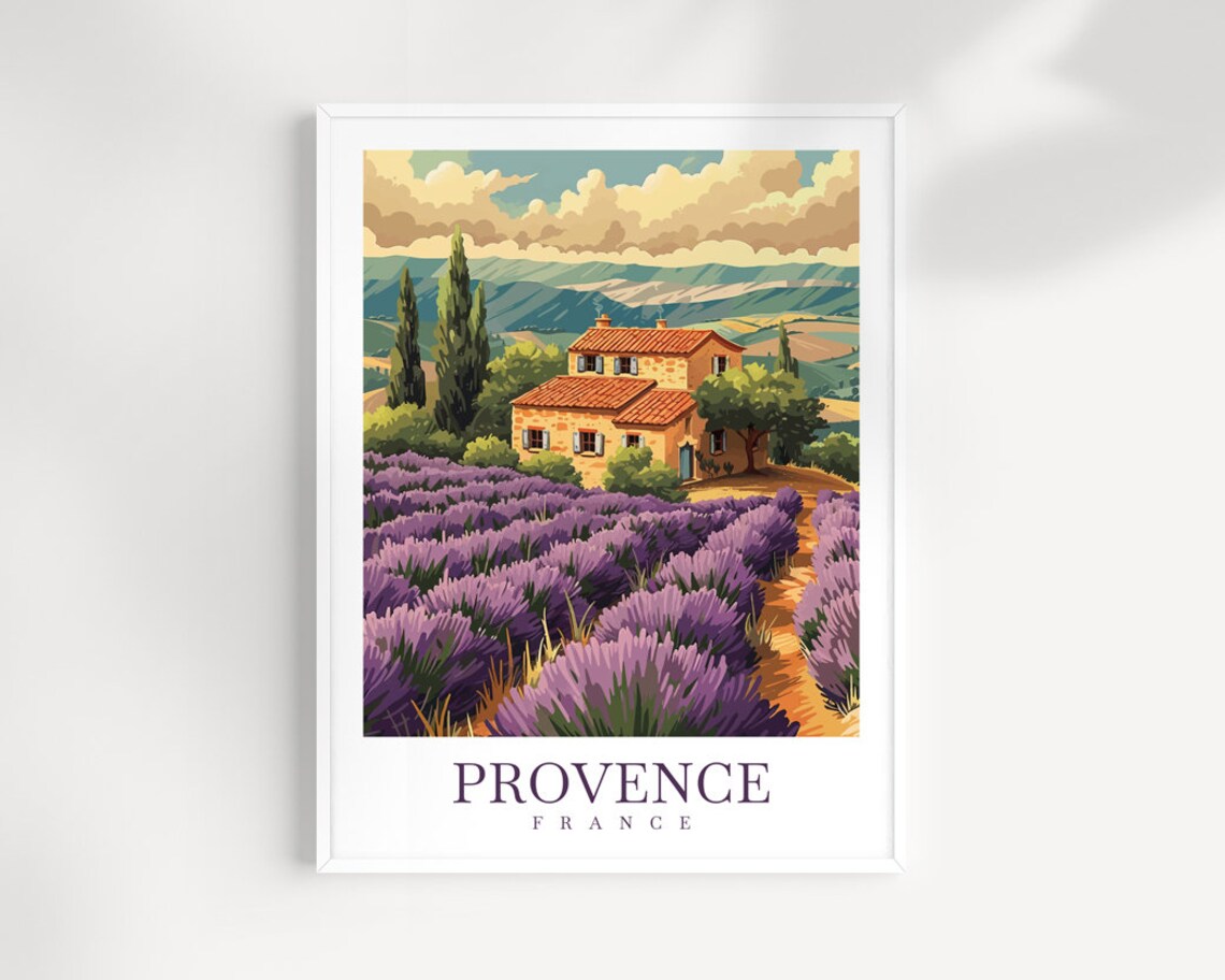Provence France Lavender Fields Stone Farmhouse Travel Poster