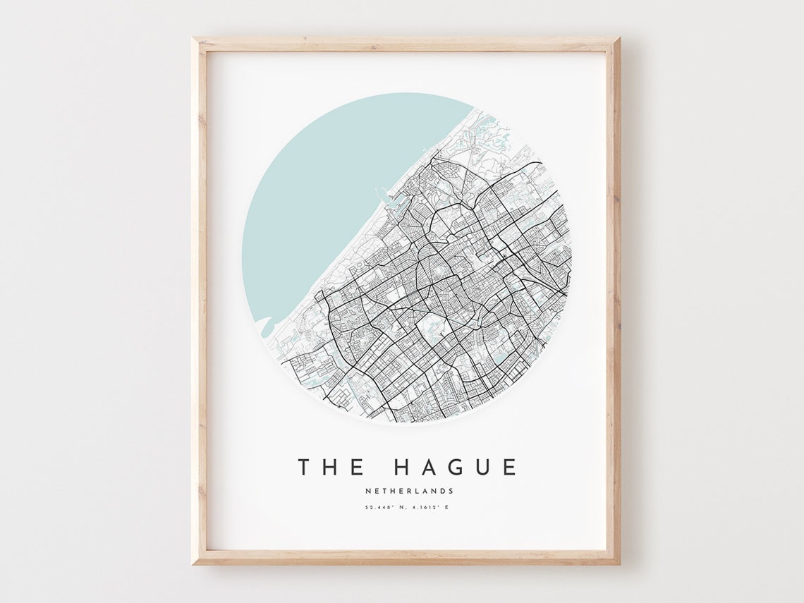 The Hague Netherlands Minimalist Circular Coastal City Map Poster
