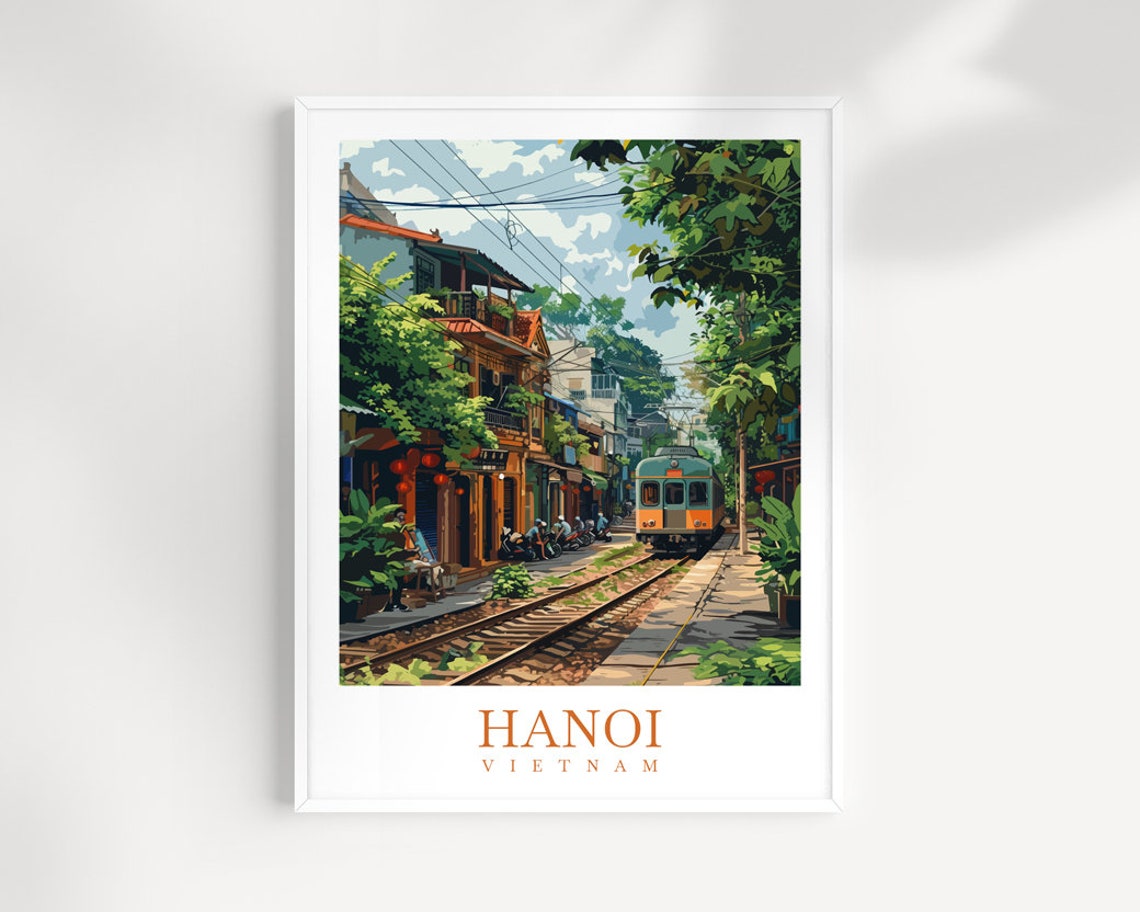 Hanoi Vietnam Famous Train Street Poster With Approaching Train