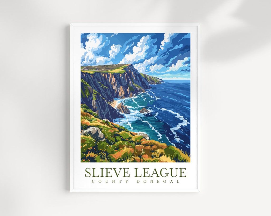 Slieve League County Donegal Dramatic Sea Cliffs Travel Poster