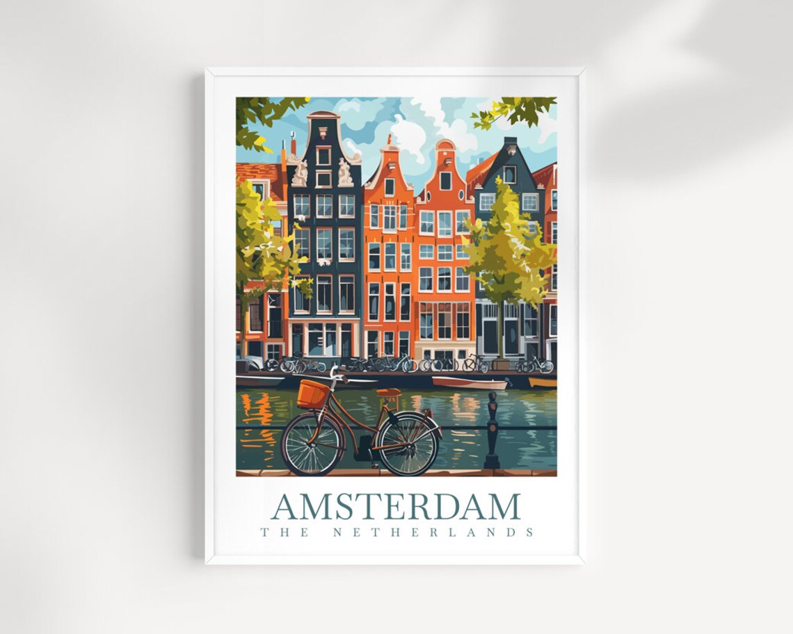 Amsterdam Travel Poster, Netherlands Decor