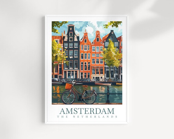 Amsterdam Travel Poster, Netherlands Decor