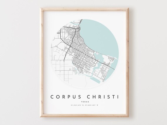 Corpus Christi Texas Map Art Print City Road Poster