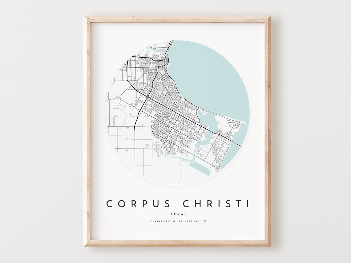 Corpus Christi Texas Circular Coastal City Street Map Art Poster