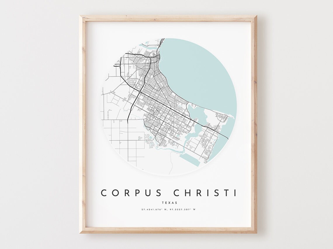 Corpus Christi Texas Map Art Print City Road Poster