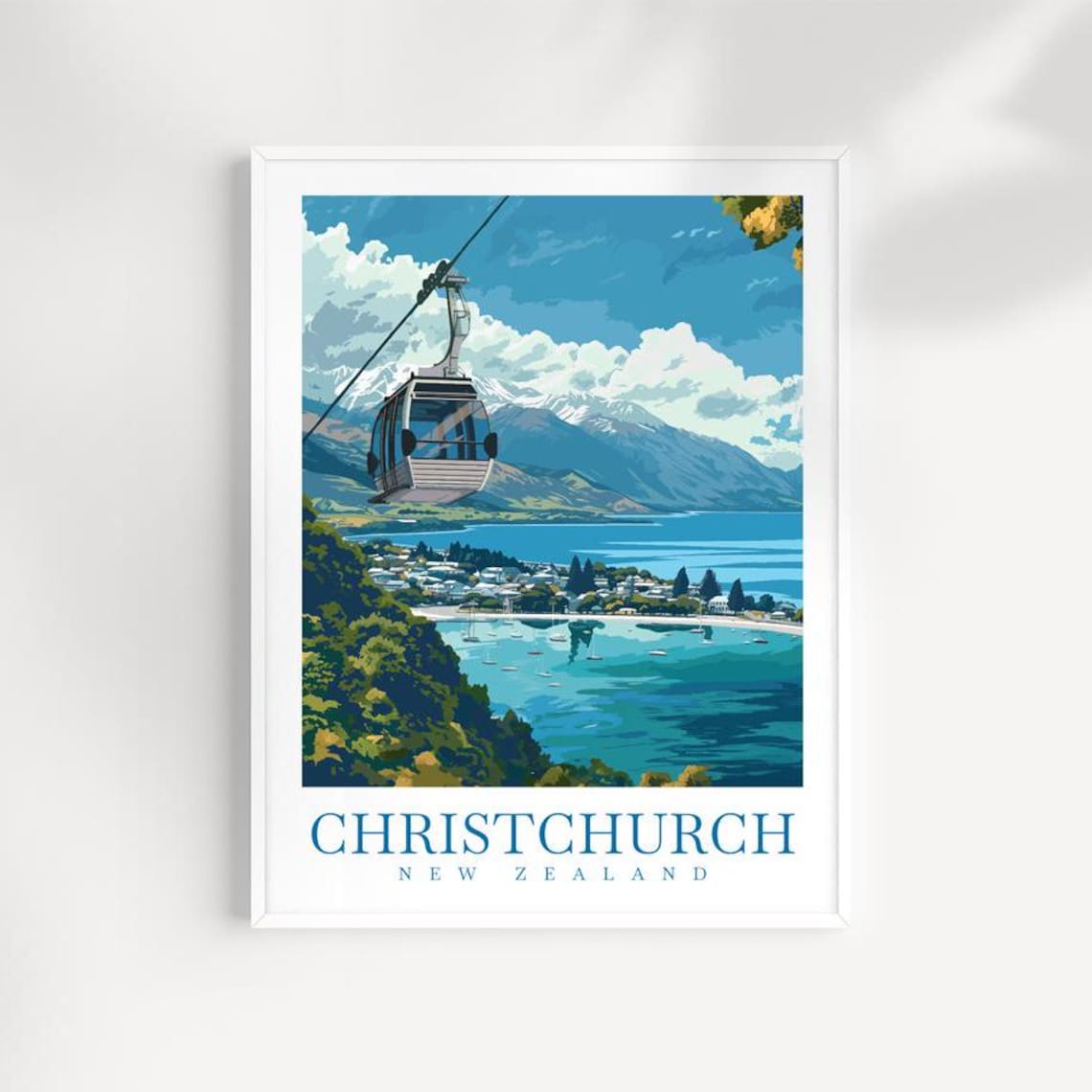 Christchurch New Zealand Gondola Cable Car Bay Mountain Poster