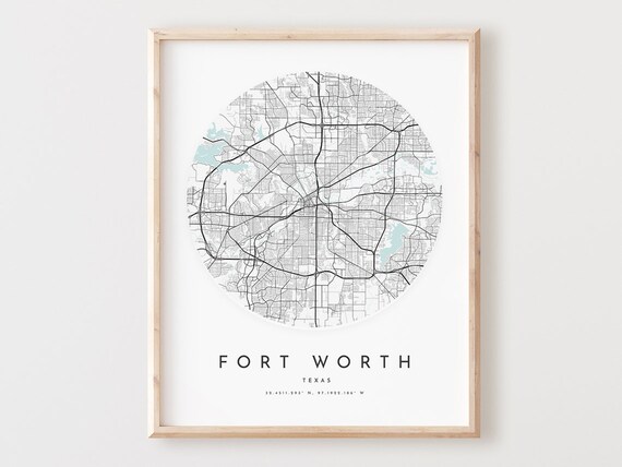 Fort Worth Texas Map Print Modern City Wall Art