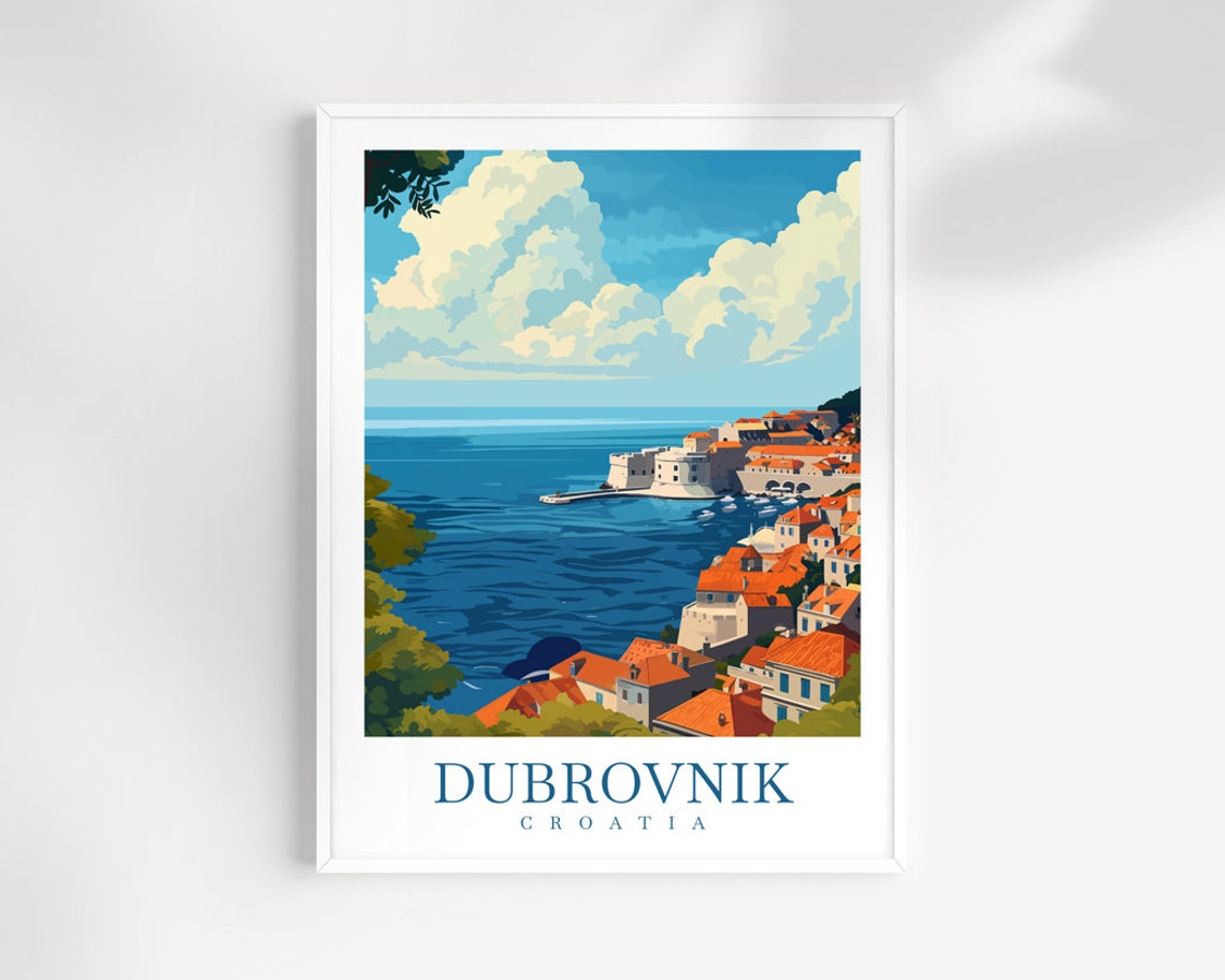 Dubrovnik Croatia Walled Old Town Red Rooftop Seaside Poster