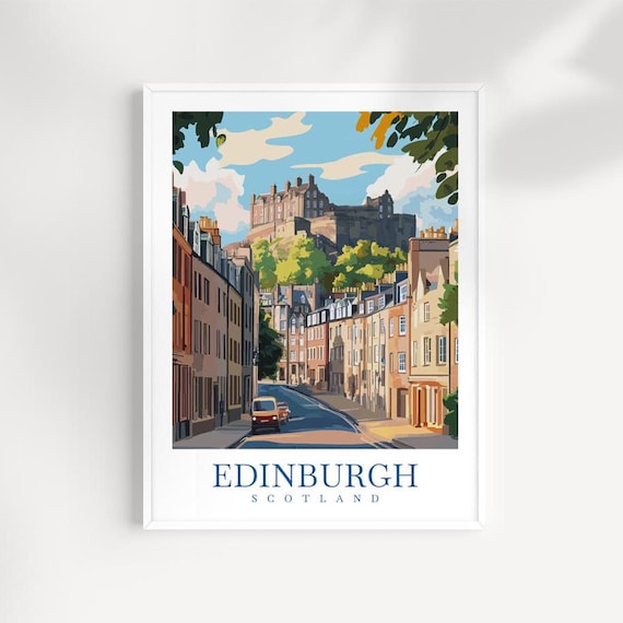 Edinburgh Cityscape Print Scotland Travel Art Wall Hanging