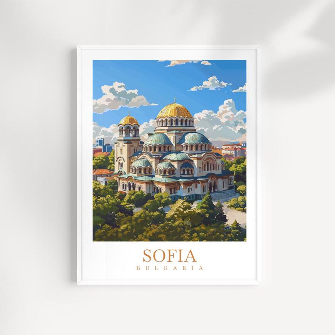 Sofia Bulgaria Alexander Nevsky Cathedral Dome Travel Poster