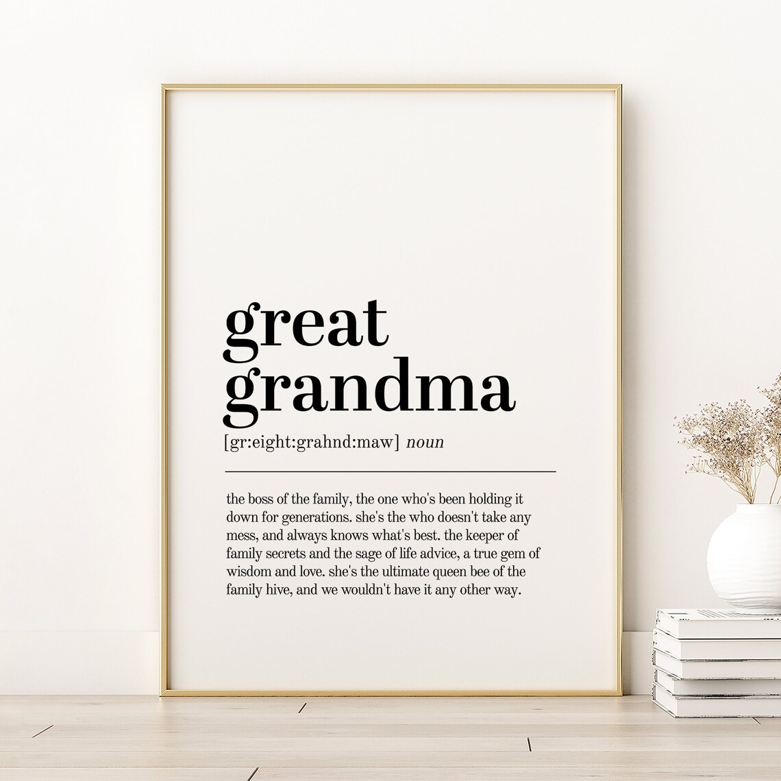 Great Grandma Definition Quote Minimalist Dictionary Art Print