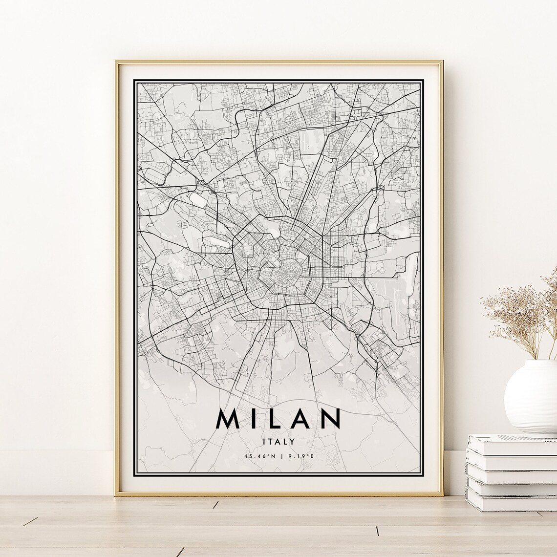 Milan Map Print, Italy City Travel Poster