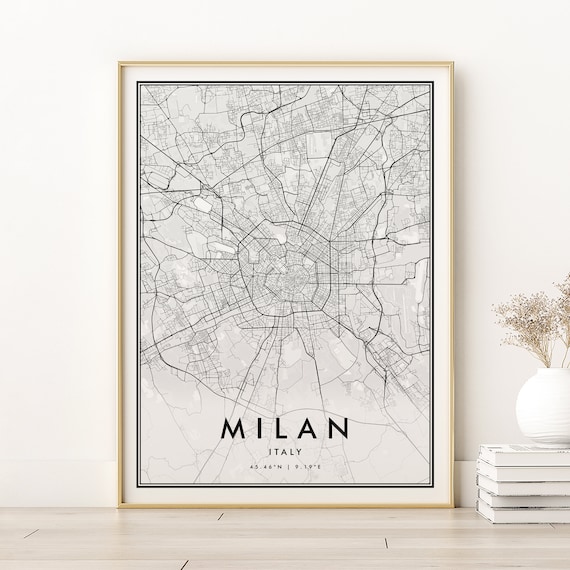 Milan Map Print, Italy City Travel Poster