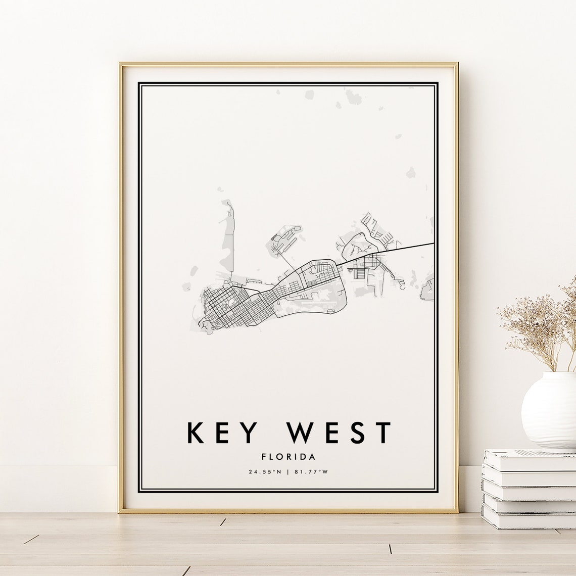 Key West City Map Florida Travel Poster