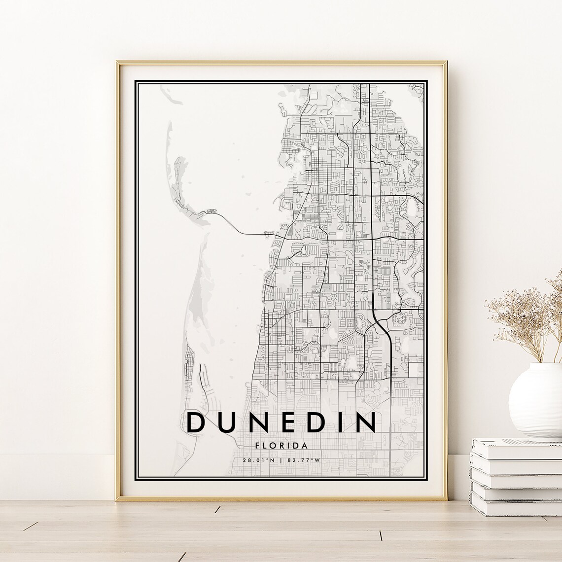 Dunedin Florida Map Print, Minimalist Retro Style