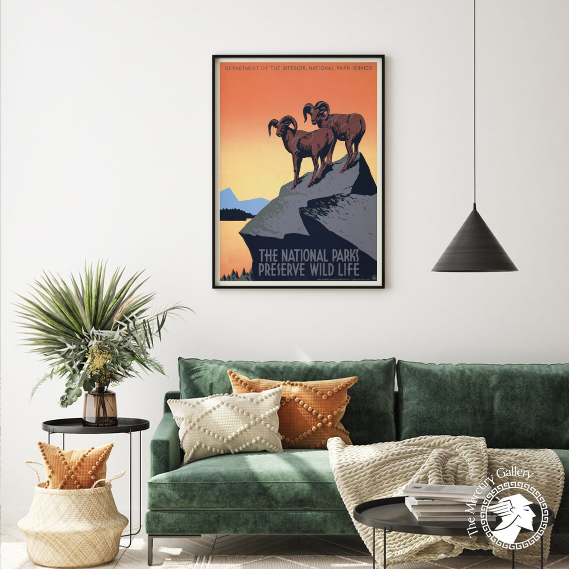 National Parks Bighorn Sheep Sunset WPA Vintage Wildlife Poster Print - Image 3