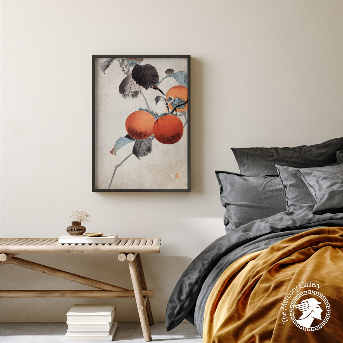 Ohara Koson Nuthatcher Atop Persimmons Vintage Art Print - Image 2