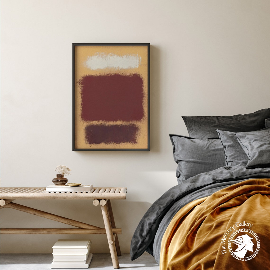 Mark Rothko Dark Maroon Blocks On Beige Moody Abstract Art Poster - Image 2