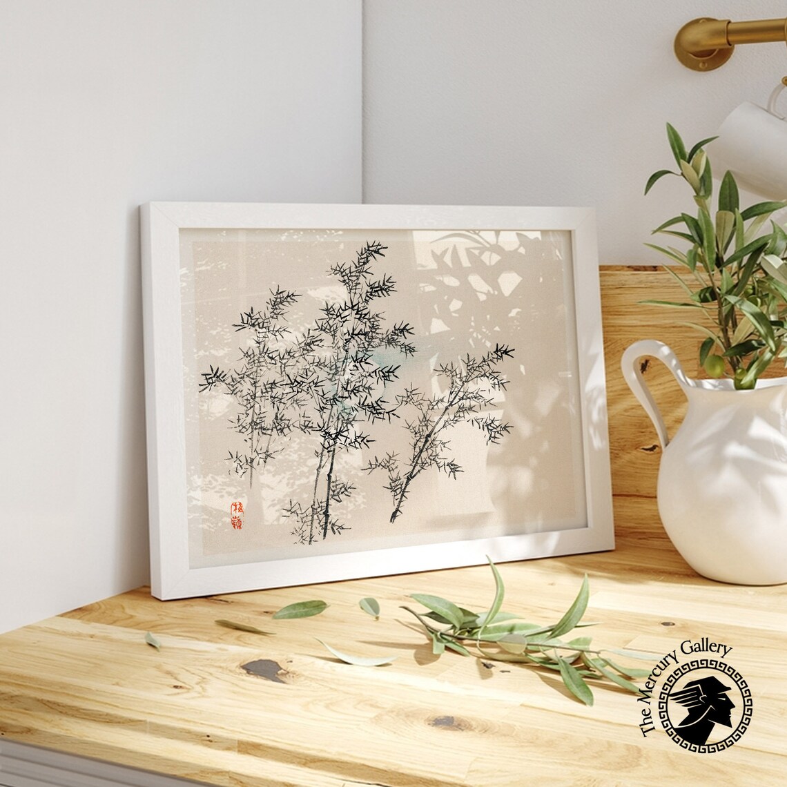 Japanese Bamboo Zen Art Print, Woodblock Style - Image 5
