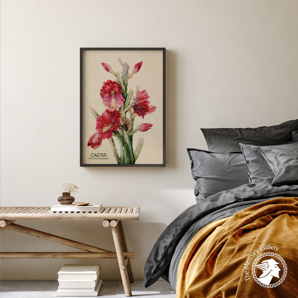 Flowering Desert Cactus Plant Art, Southwestern Decor - Image 2