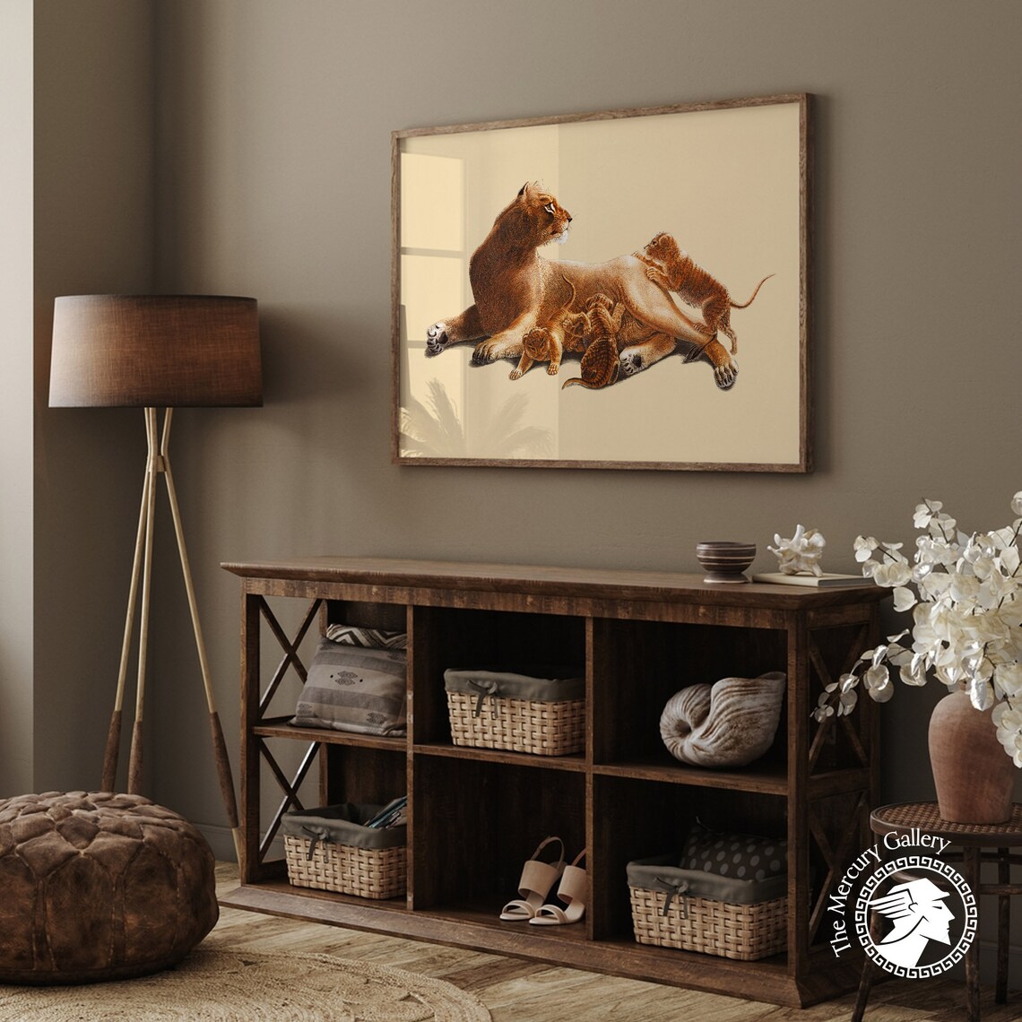 Lioness Cubs Vintage Illustration Wildlife Family Safari Nursery Wall Art Poster - Image 2