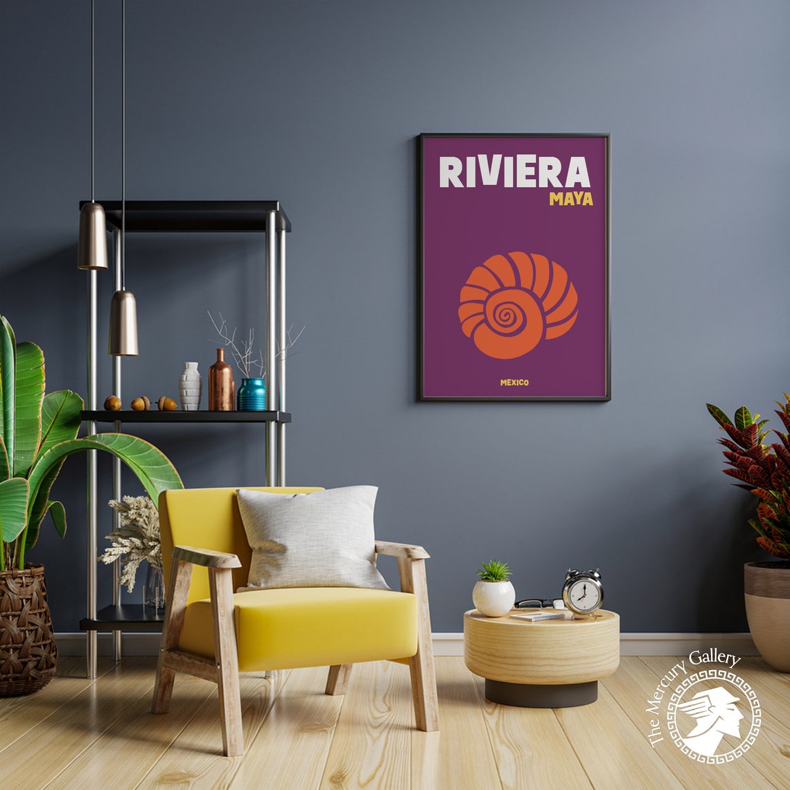 Riviera Maya Mexico Orange Nautilus Shell Purple Modern Travel Poster - Image 6
