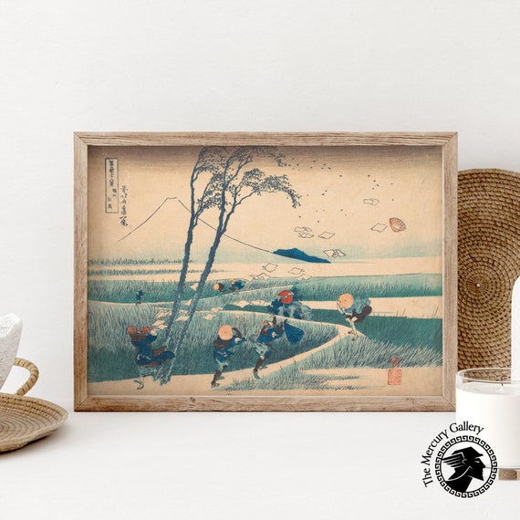 Hokusai Print Japan Wall Art Japanese Farmers And Mount Fuji Ukiyo E Art Japanese Posters Woodblock Print Japanese Decor