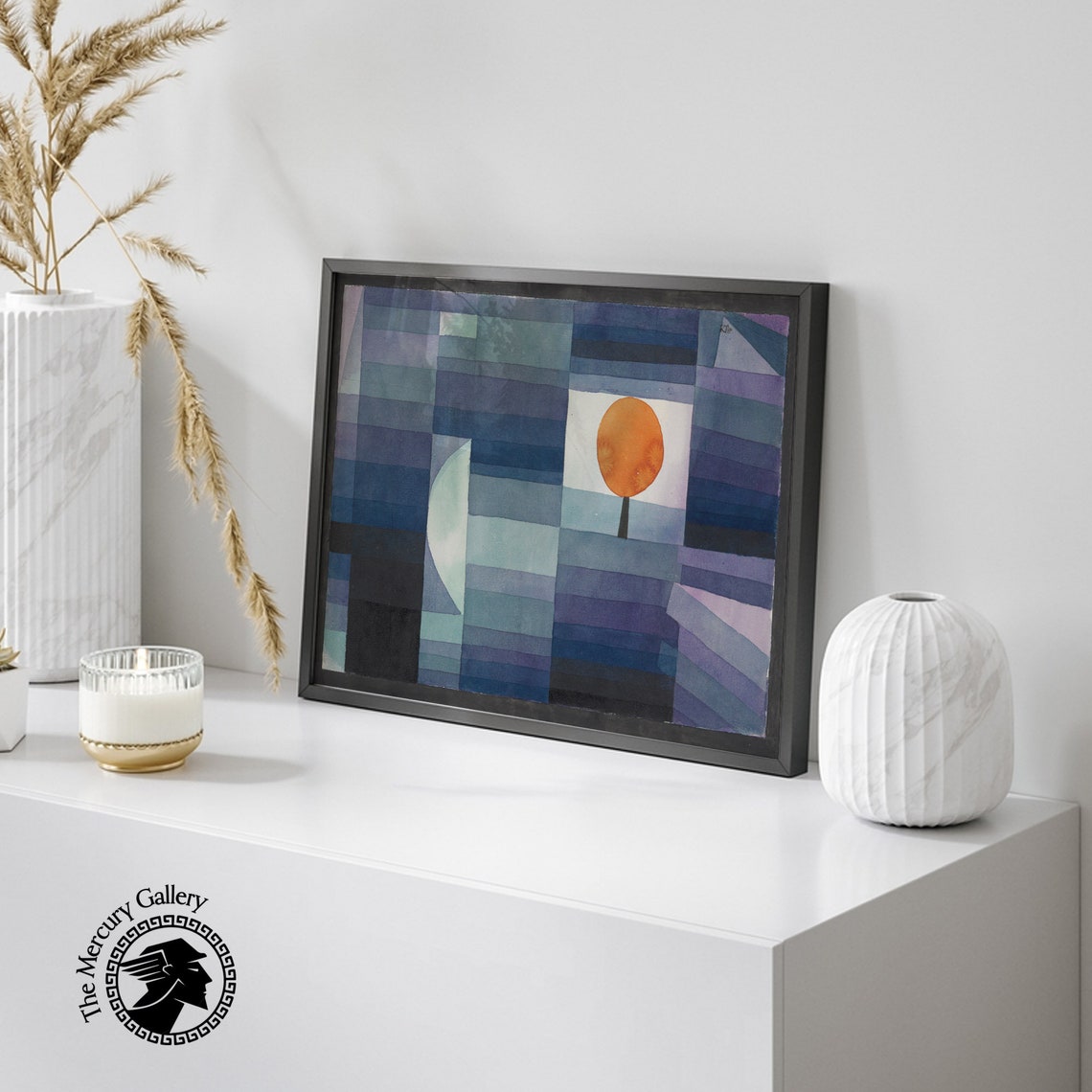 Paul Klee Harbinger Of Autumn 1922 Blue Tile Grid Moon Art Print - Image 2
