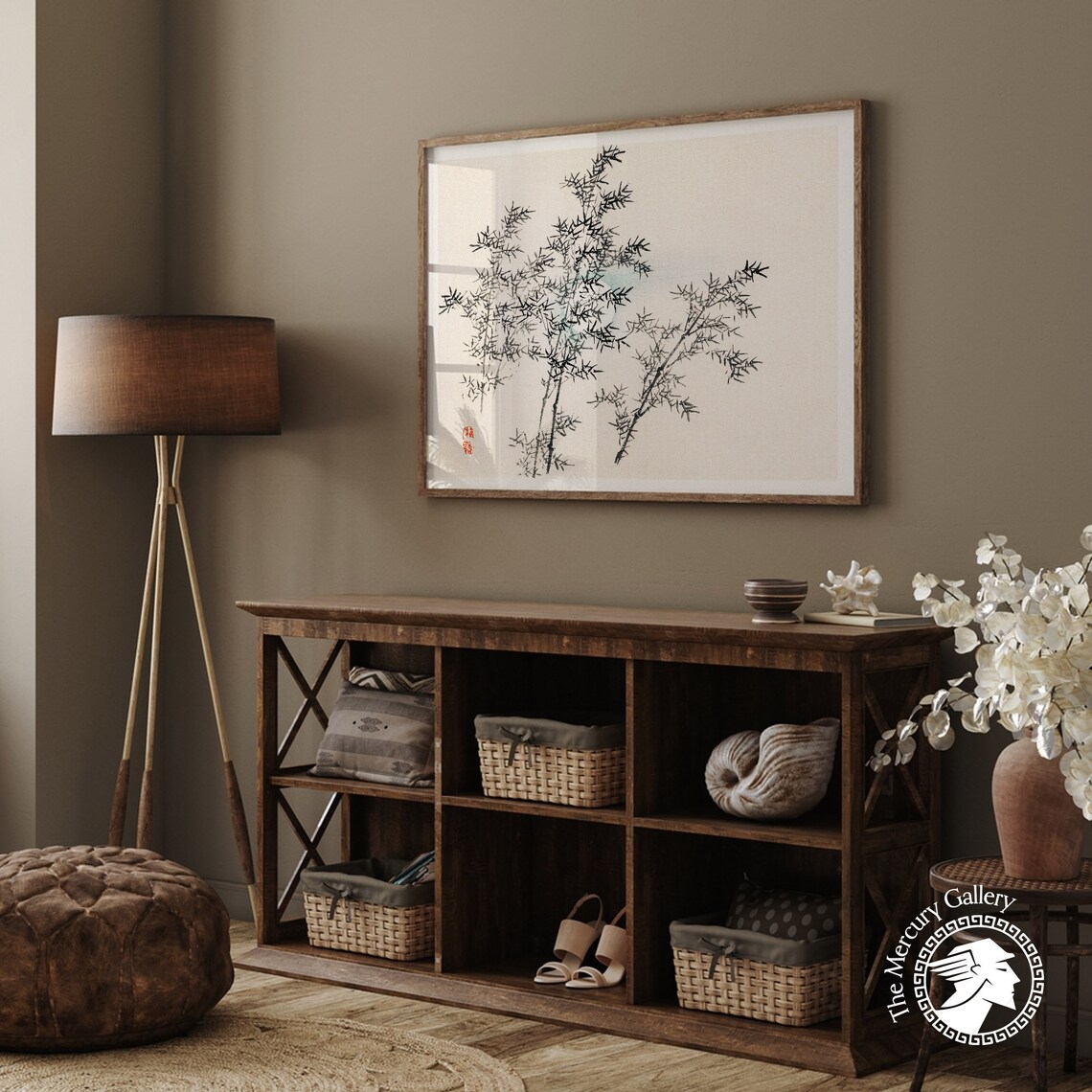 Japanese Bamboo Zen Art Print, Woodblock Style - Image 2
