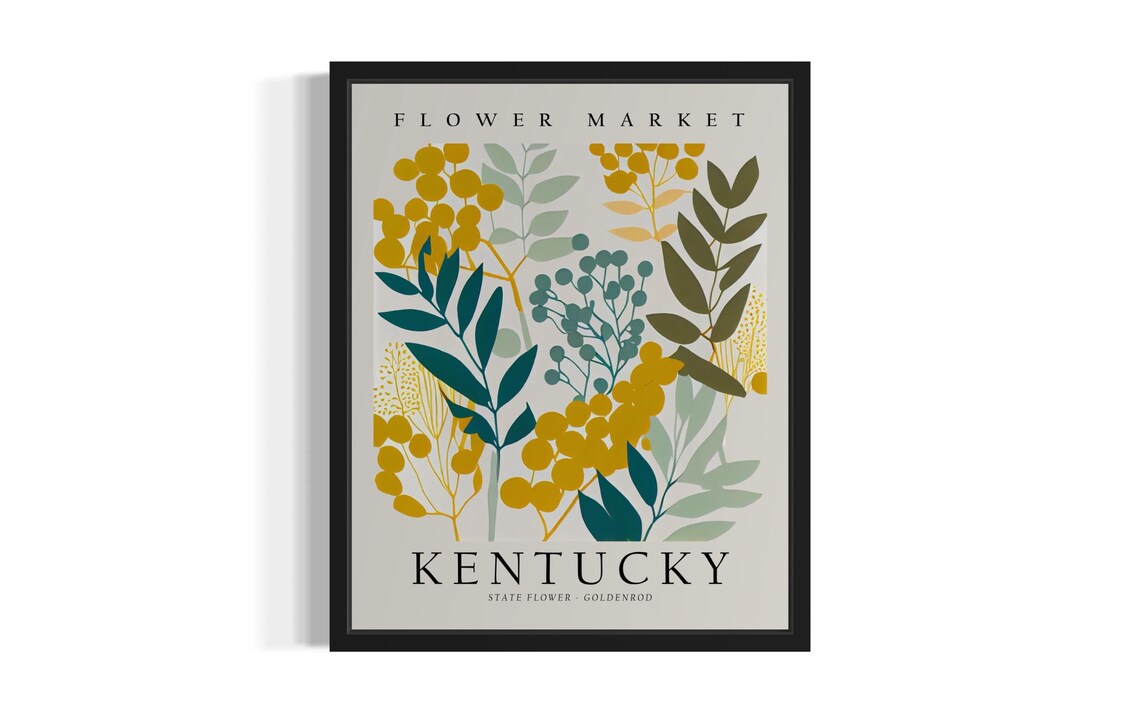 Kentucky Goldenrod Flower Market State Flower Botanical Poster