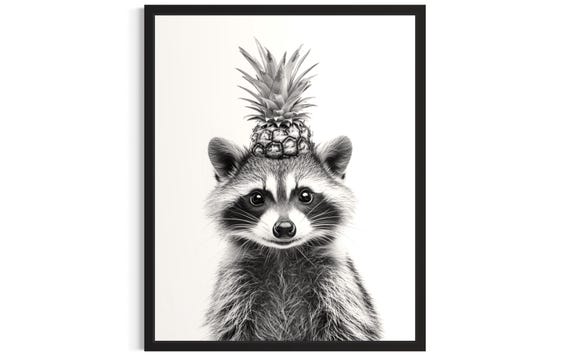 Raccoon Kitchen Animals Poster Art Print Wall Original Painting Artwork Decor