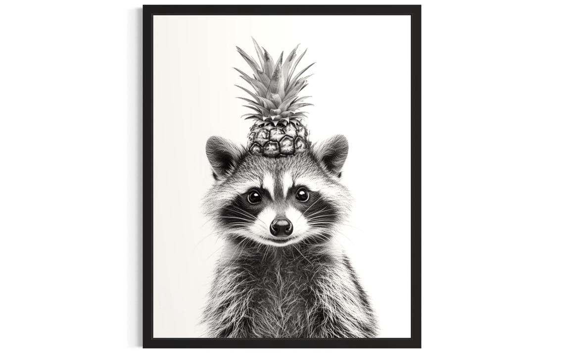 Raccoon Kitchen Animals Poster Art Print Wall Original Painting Artwork Decor