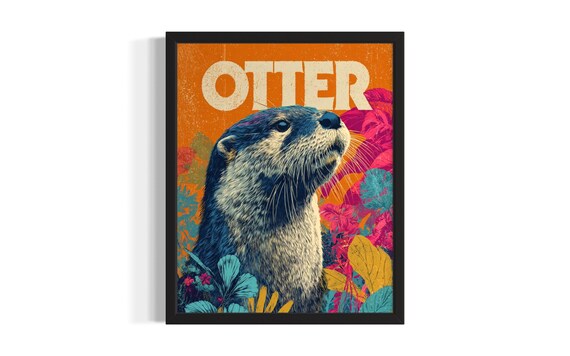 Otter Pop Art Animal Poster Print Living Room Wall Original Painting Artwork Decor