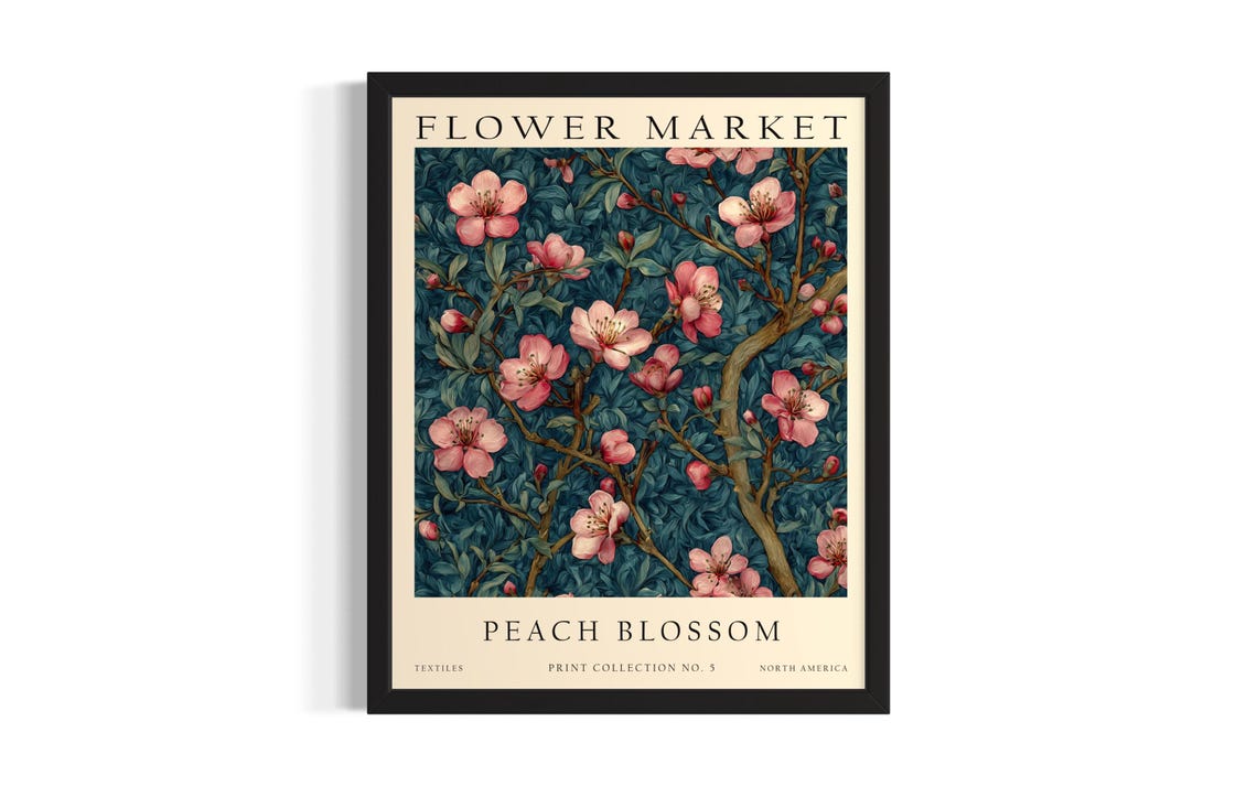 Peach Blossom Flower Market Pink Spring Classic Vintage Poster