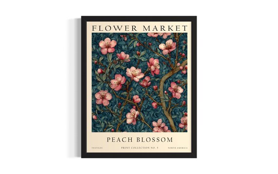 Peach Blossom Flower Market Pink Spring Classic Vintage Poster