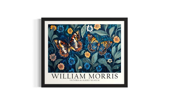 Butterflies William Morris Animal Poster Art Print Living Room Wall Original Painting Artwork Decor