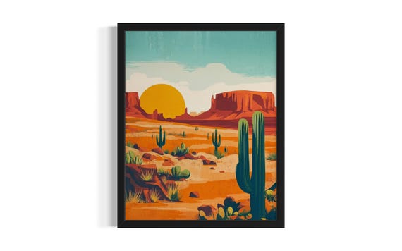 Sahara Desert Landscape Poster Art Print Living Room Wall Original Painting Artwork Decor