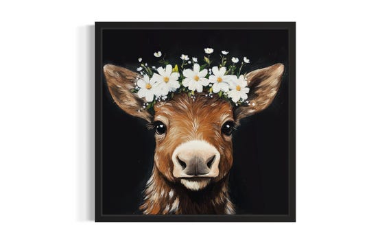 Moose Nursery Animal Poster Art Print Living Room Wall Original Painting Artwork Decor