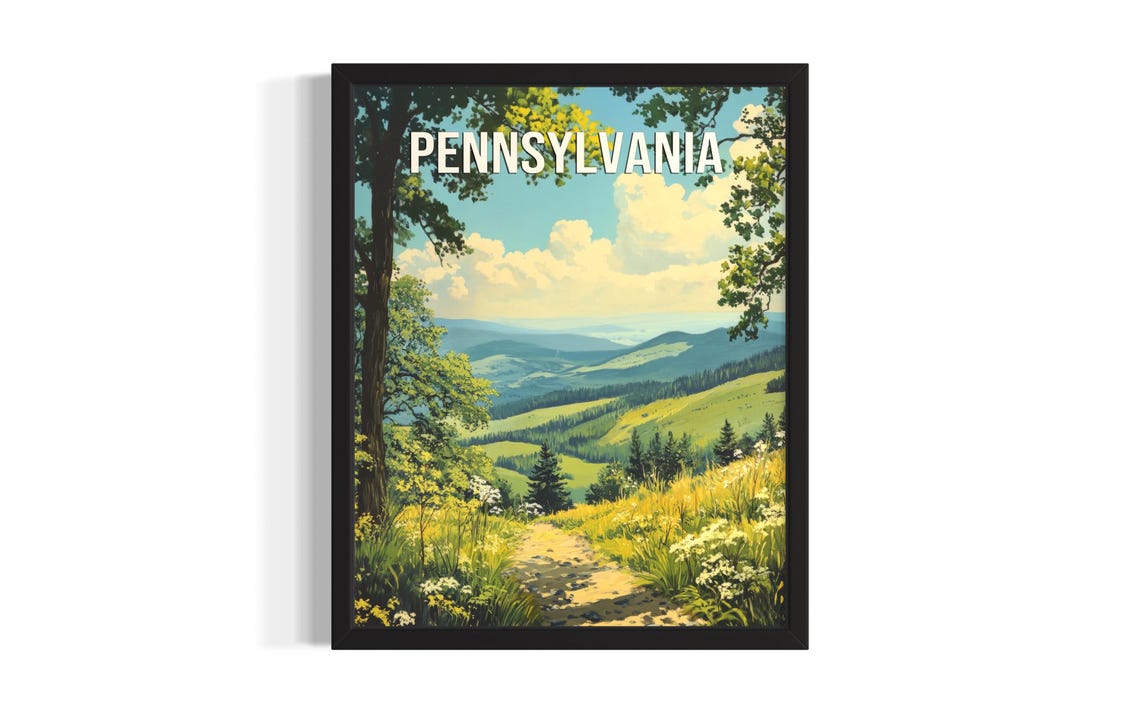 Pennsylvania Summer Scenic Mountain Valley Trail View Poster